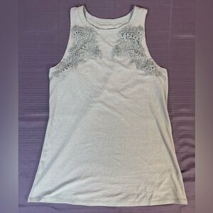 Torrid 2X Ribbed Lace Tank Top Super Soft Sage Green